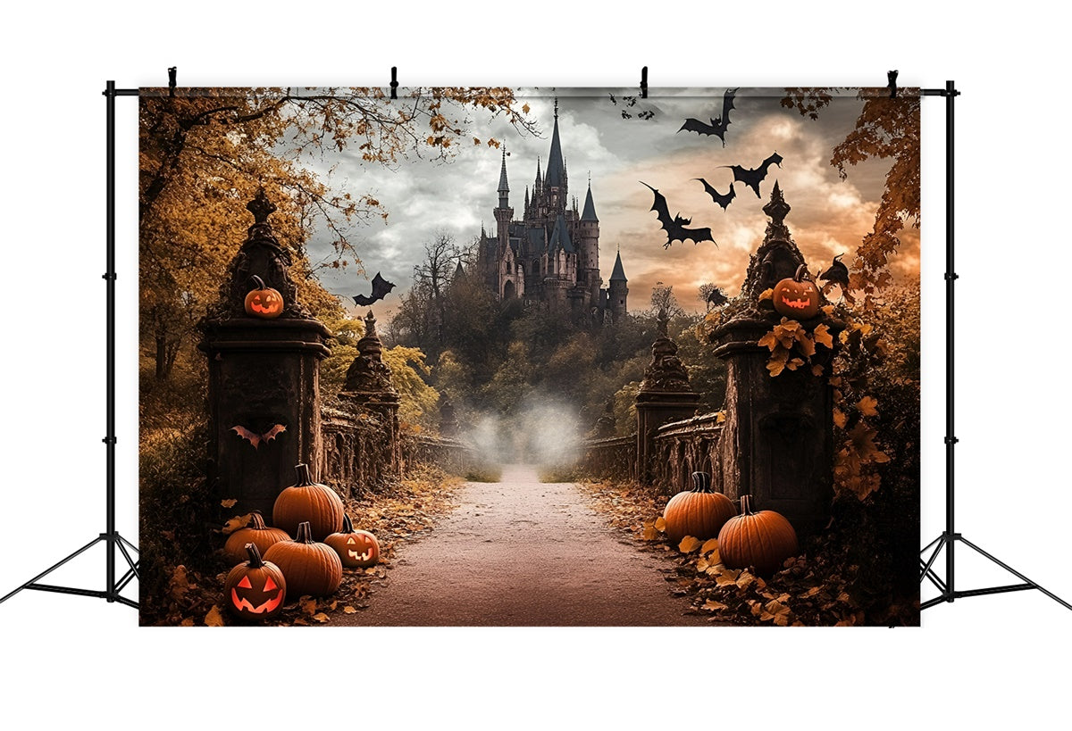 Autumn Backdrops Haunted Castle Halloween Backdrop GQ57-103