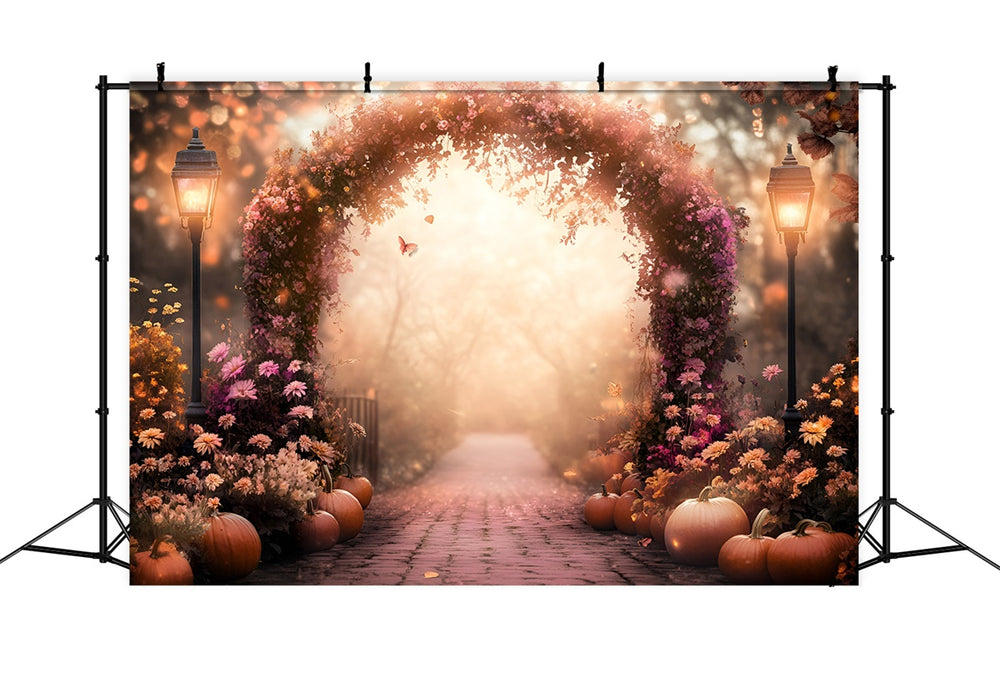 Fall Photo Backdrop Pumpkin Twilight Garden Backdrop GQ57-105