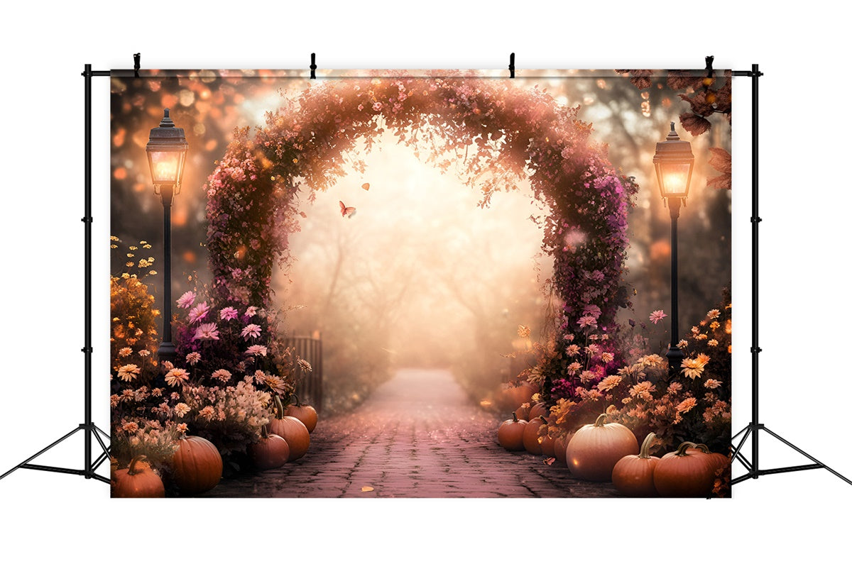 Fall Photo Backdrop Pumpkin Twilight Garden Backdrop GQ57-105
