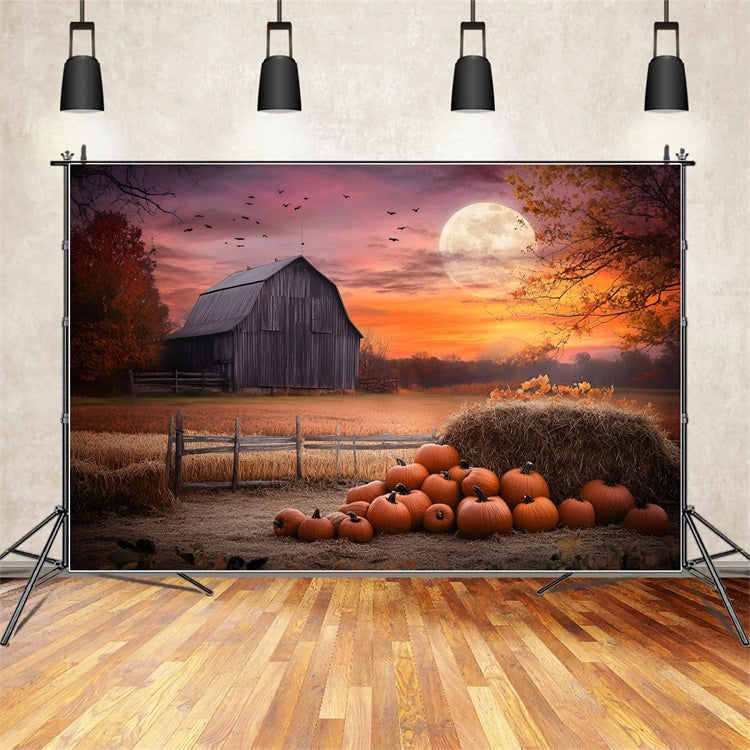Sunset Backdrop Twilight Barn Scene Autumn Backdrops GQ57-106