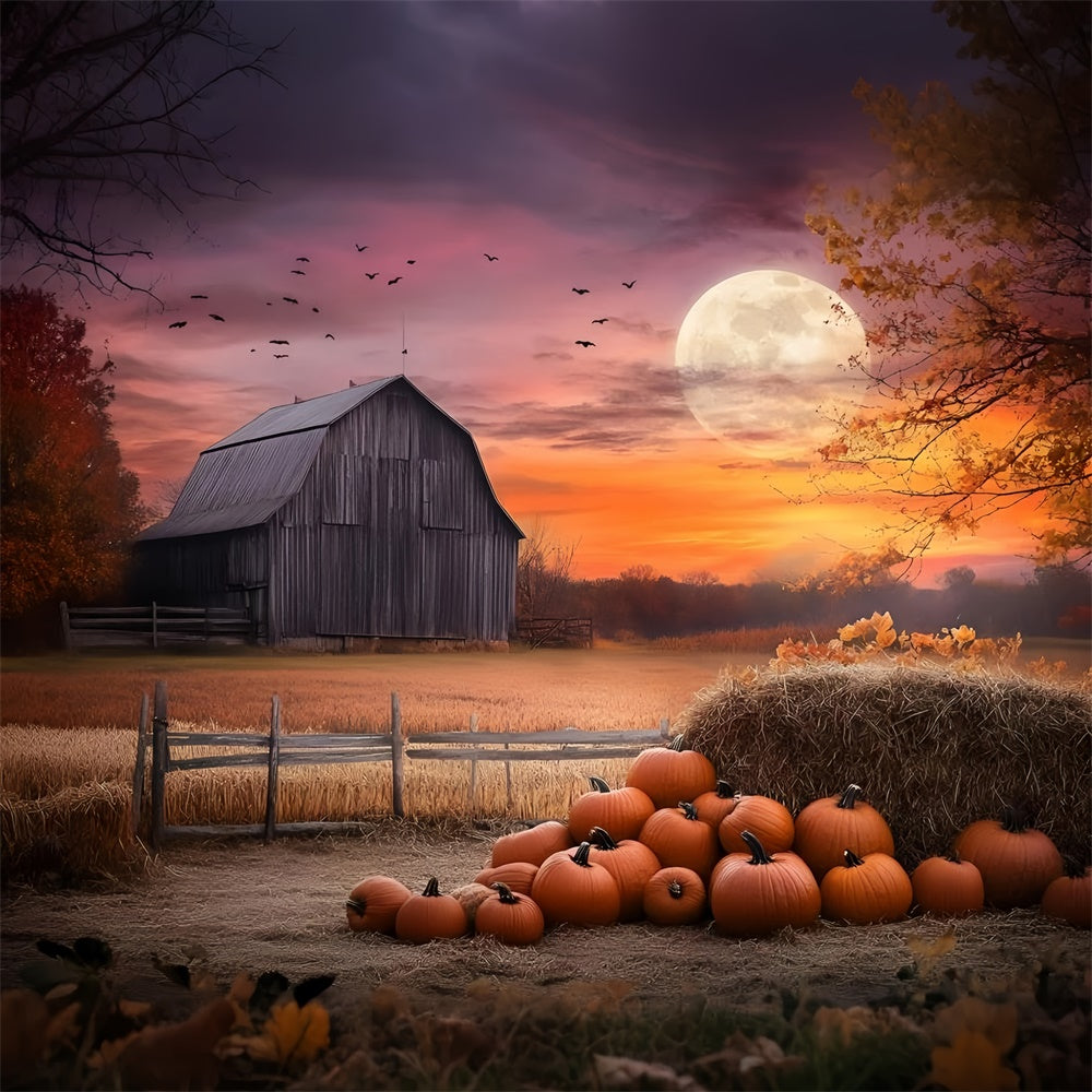 Sunset Backdrop Twilight Barn Scene Autumn Backdrops GQ57-106
