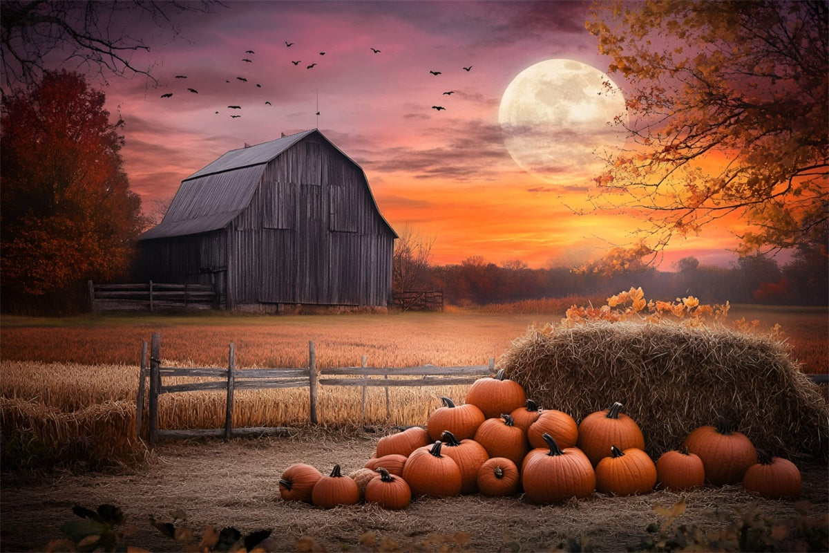Sunset Backdrop Twilight Barn Scene Autumn Backdrops GQ57-106