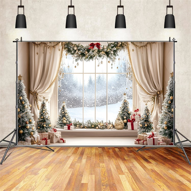 Christmas Backdrops Sale Festive Forest Window Backdrop GQ57-11