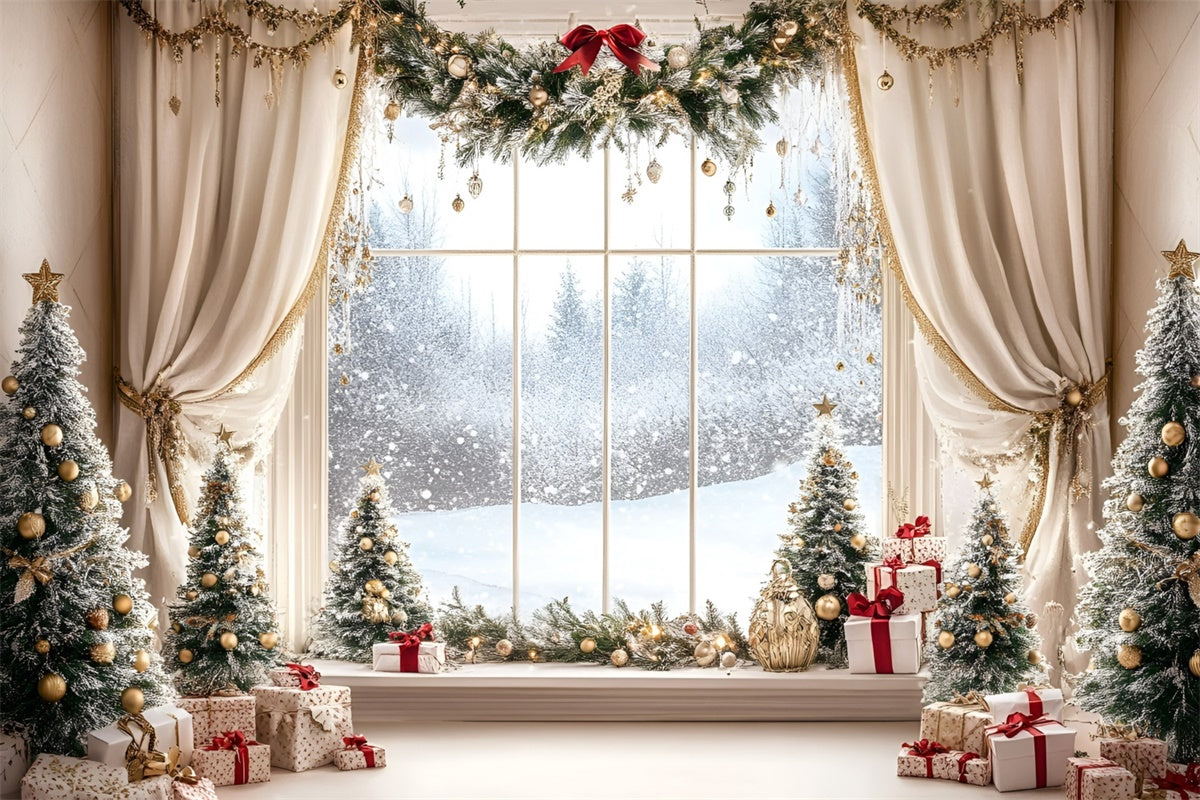 Christmas Backdrops Sale Festive Forest Window Backdrop GQ57-11
