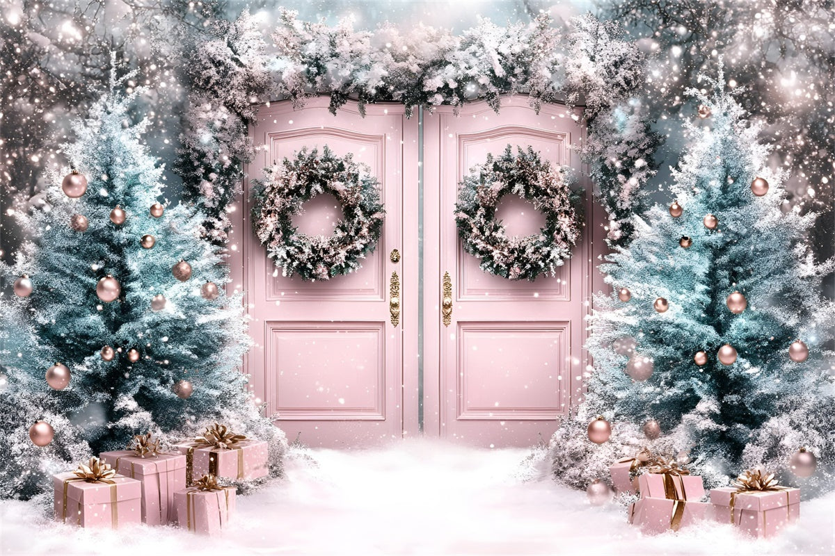 Christmas Photo Backdrop Enchanted Blush Entry Backdrop GQ57-12