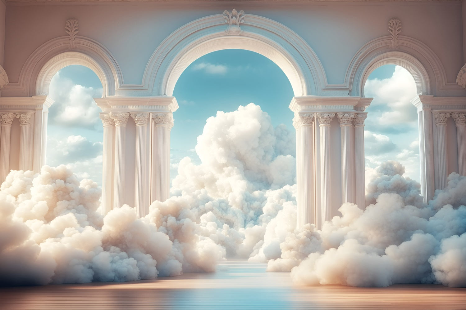 Cloudy Sky Backdrop Serene Sky Arch Columns Backdrop GQ57-124
