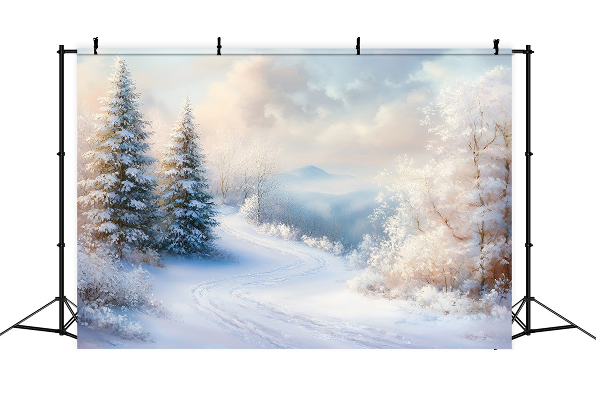 Winter Backdrops Frosted Pine Valley Path Backdrop GQ57-138