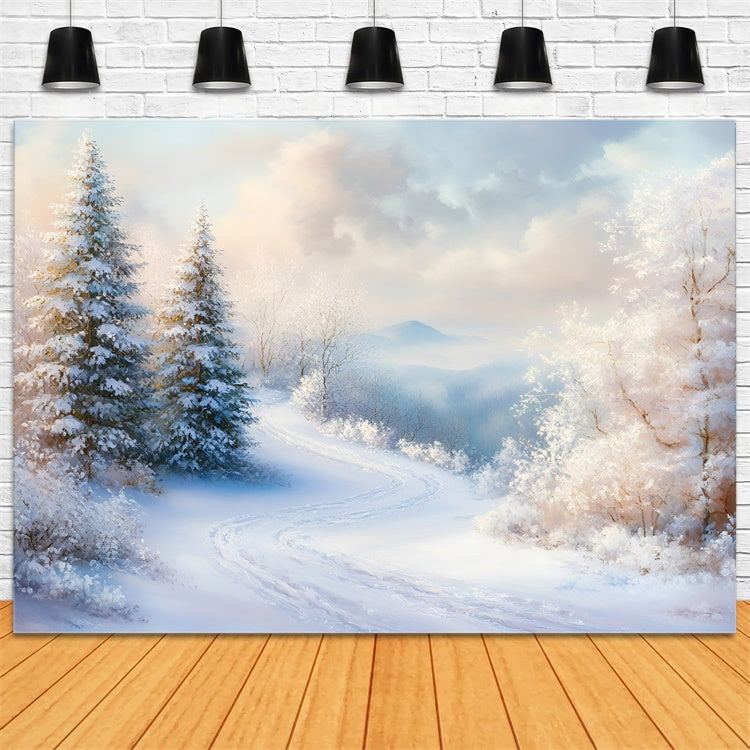 Winter Backdrops Frosted Pine Valley Path Backdrop GQ57-138