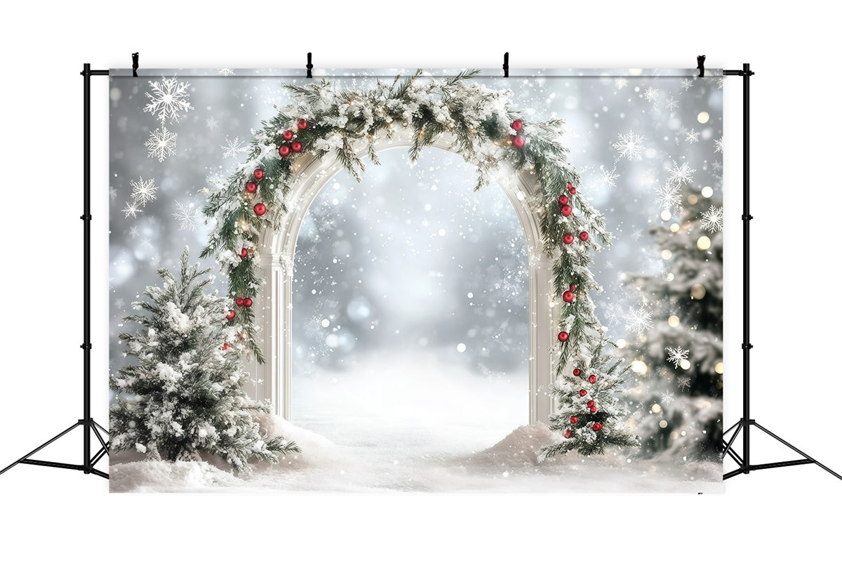 Winter Snow Backdrop Snowy Garland Arch Backdrop GQ57-139
