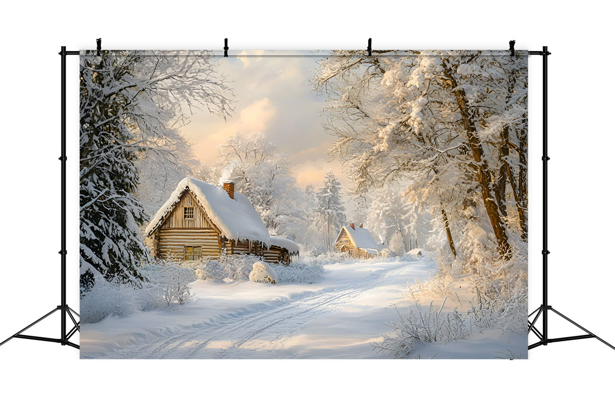 Snow Backdrop Frosty Morning Cottage Backdrop GQ57-141