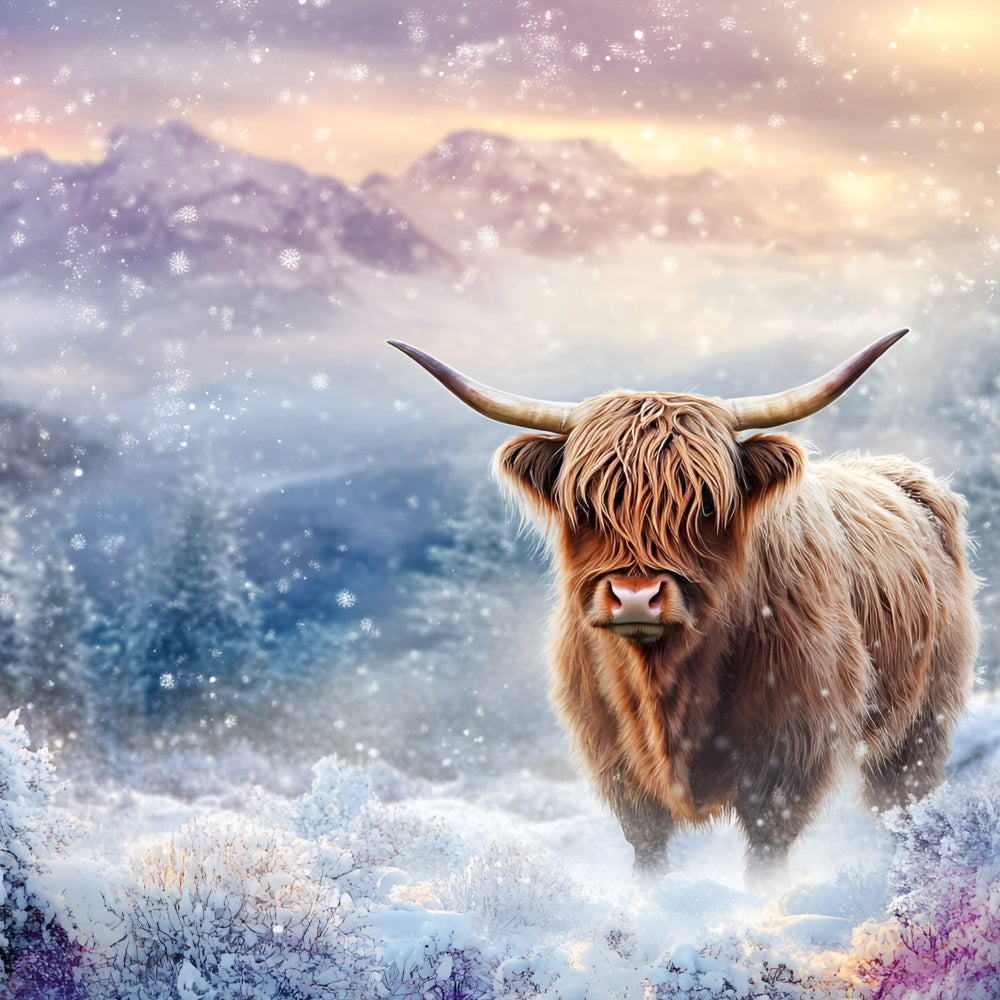 Snowflake Backdrop Frozen Meadow Bull Backdrop GQ57-143