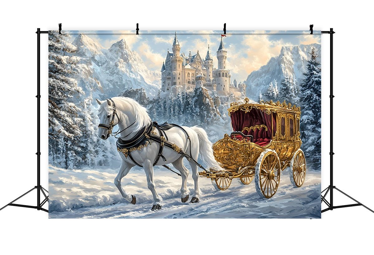 Castle Backdrops Royal Winter Ride Winter Backdrop GQ57-144