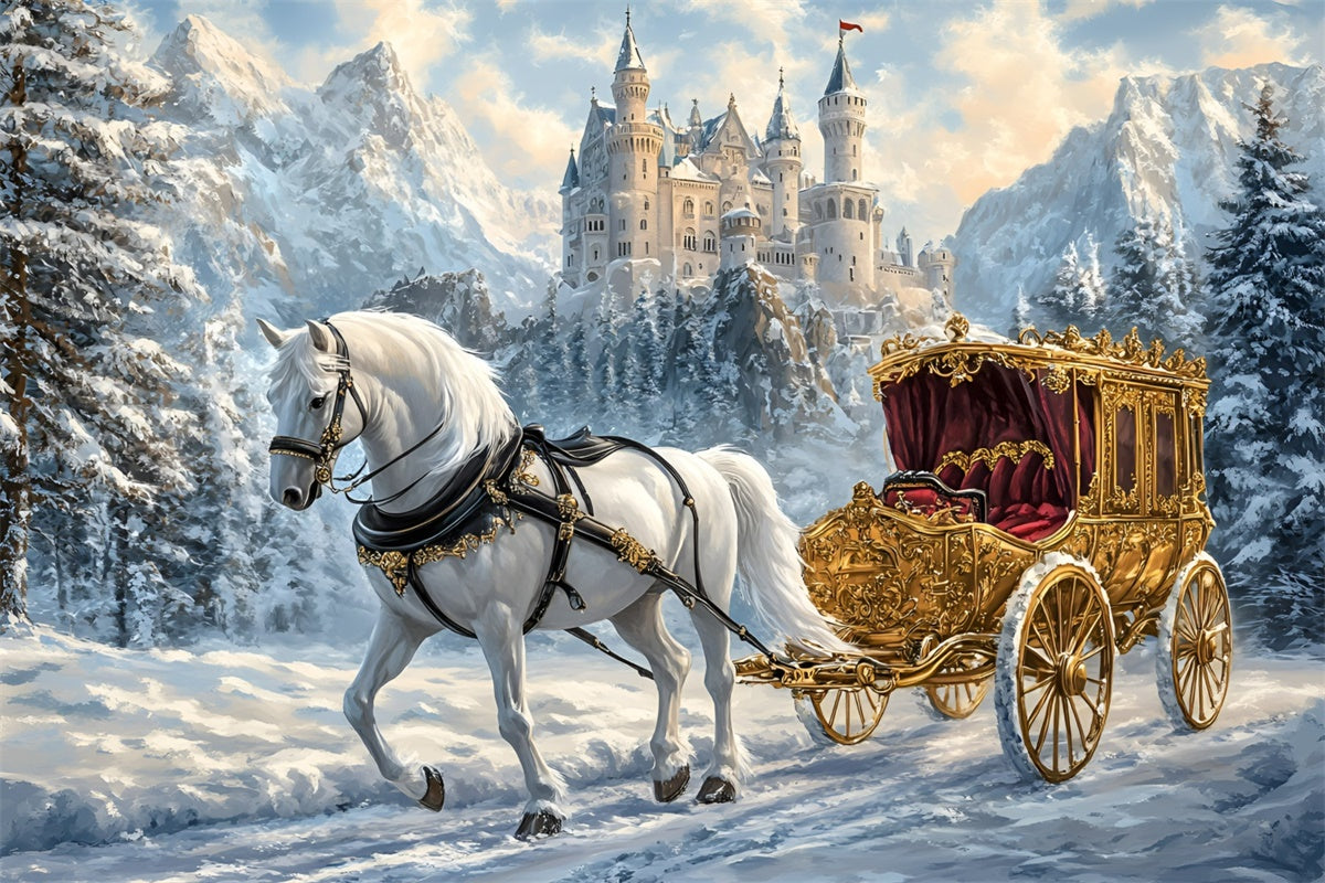 Castle Backdrops Royal Winter Ride Winter Backdrop GQ57-144