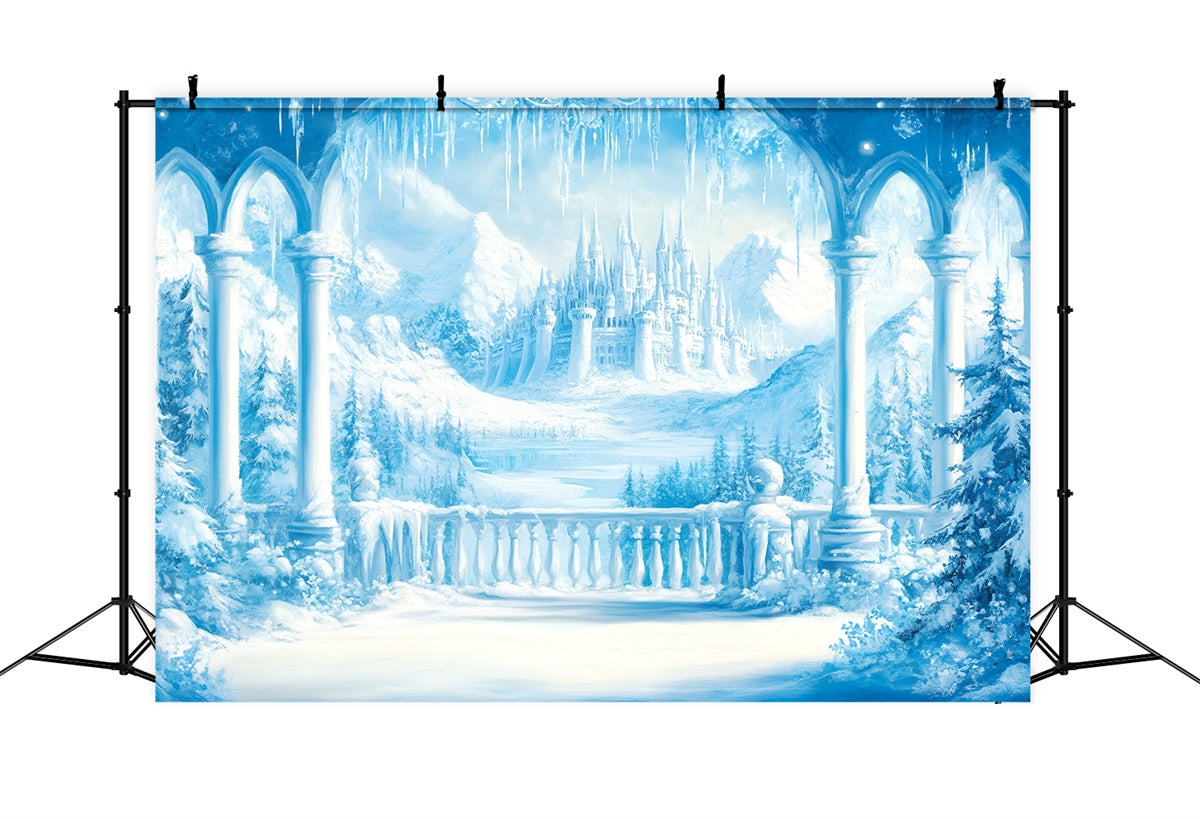 Frozen Castle Backdrop Snow Palace Winter Backdrops GQ57-147