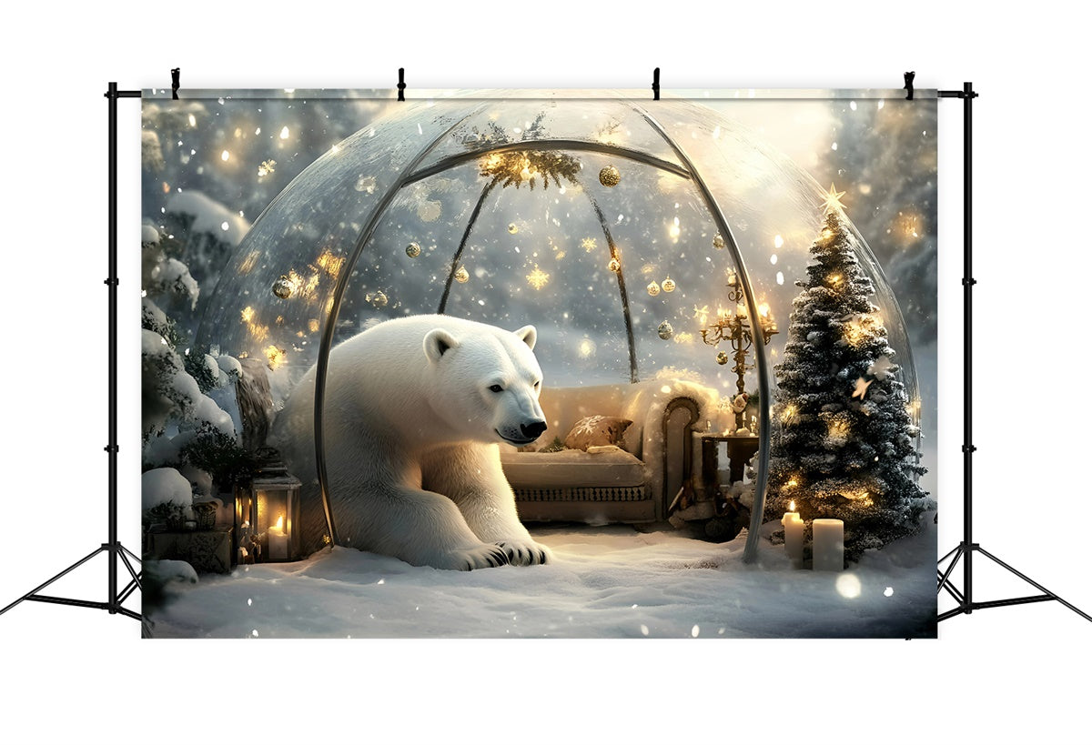 Snow Globe Backdrop Polar Bear Enchanted Backdrop GQ57-154