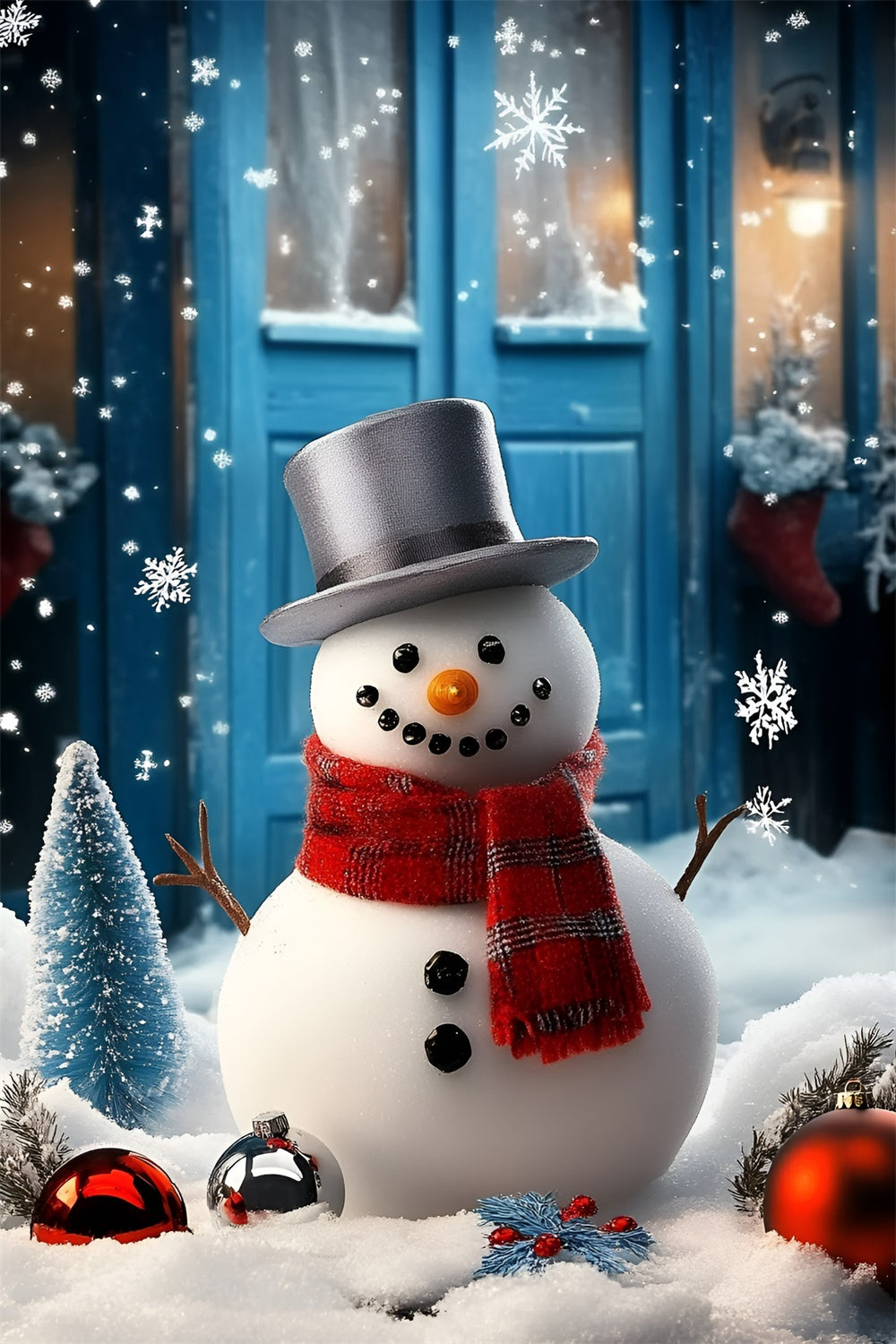Winter Backdrops Winter Greeter Snowman Backdrop GQ57-155