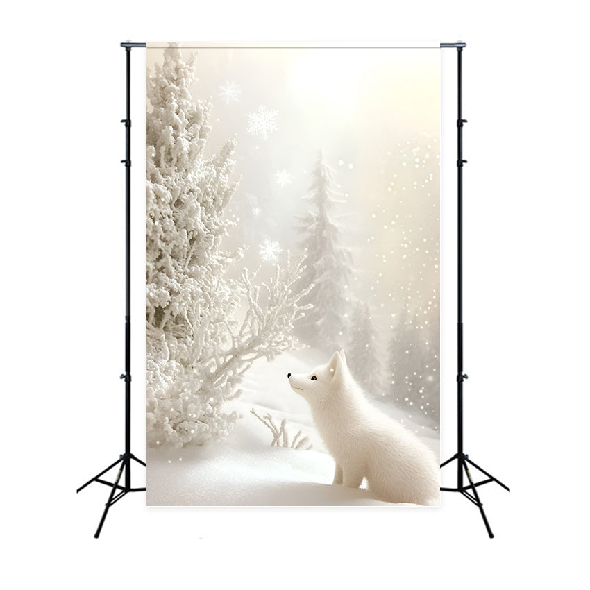Snowflake Backdrop White Fox Winter Glow Backdrop GQ57-156