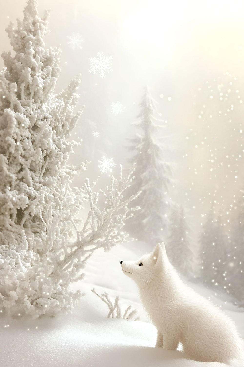 Snowflake Backdrop White Fox Winter Glow Backdrop GQ57-156
