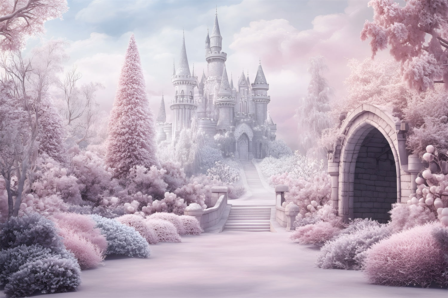 Winter Backdrop Photography Blush Winter Castle Backdrop GQ57-157