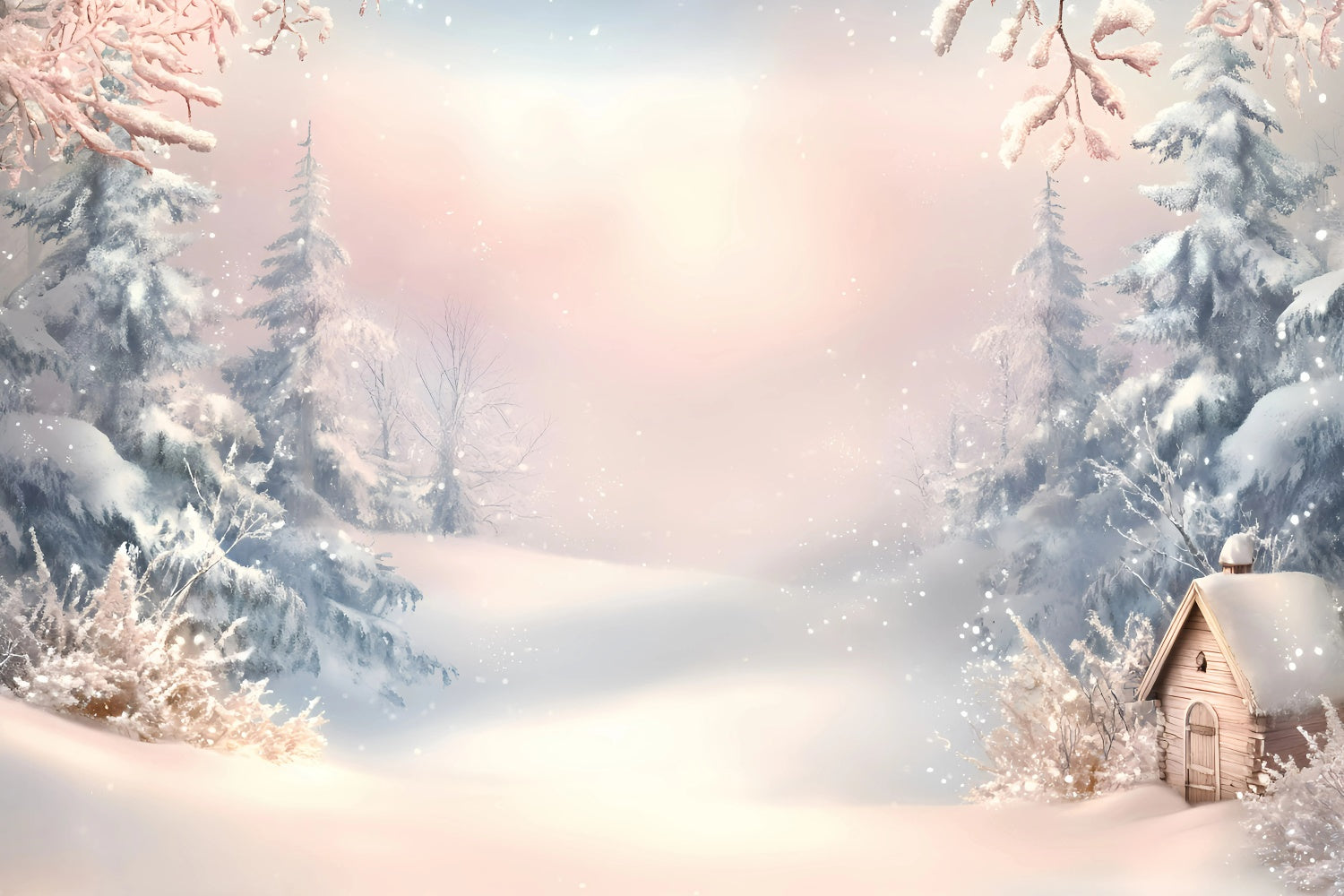 Winter Scene Backdrop Dreamy Frost Morning Backdrop GQ57-158