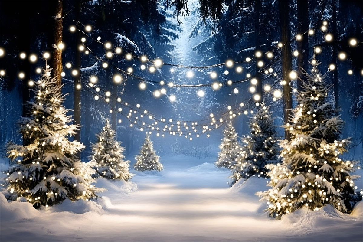 Winter Photo Backdrop Winter Tree Light Path Backdrop GQ57-159