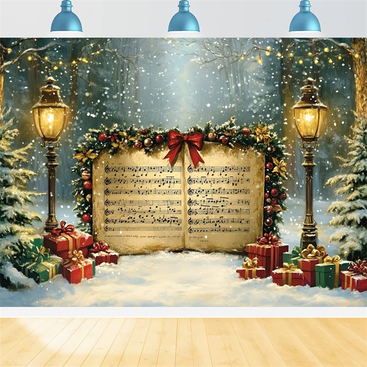 Christmas Photo Backdrops Snowy Night Caroling Backdrop GQ57-16