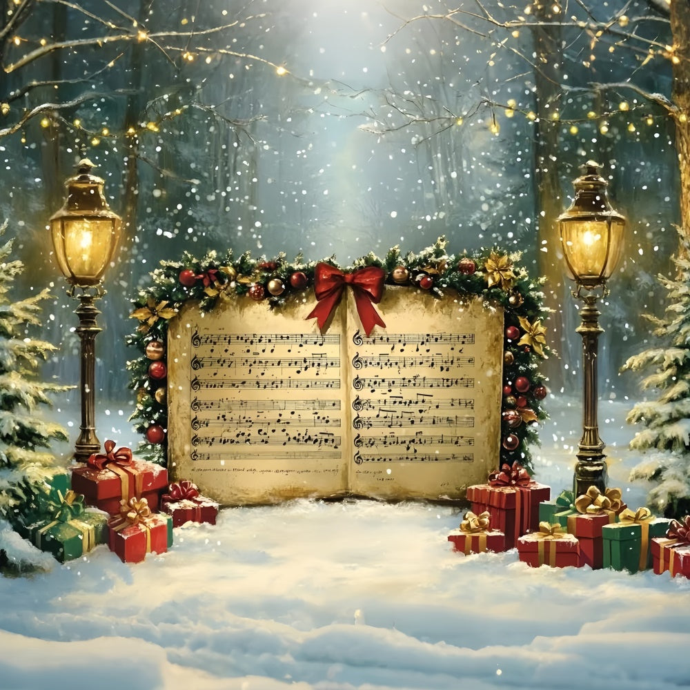 Christmas Photo Backdrops Snowy Night Caroling Backdrop GQ57-16