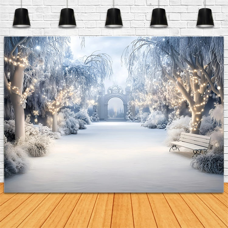 Snowy Backdrop Enchanted Winter Garden Backdrop GQ57-162