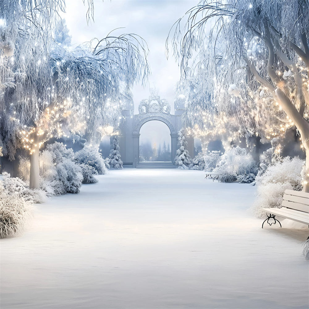 Snowy Backdrop Enchanted Winter Garden Backdrop GQ57-162