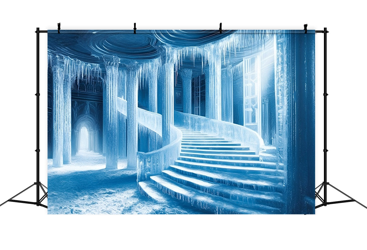 Winter Backdrops Frozen Palace Stairway Backdrop GQ57-166