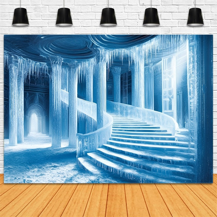 Winter Backdrops Frozen Palace Stairway Backdrop GQ57-166