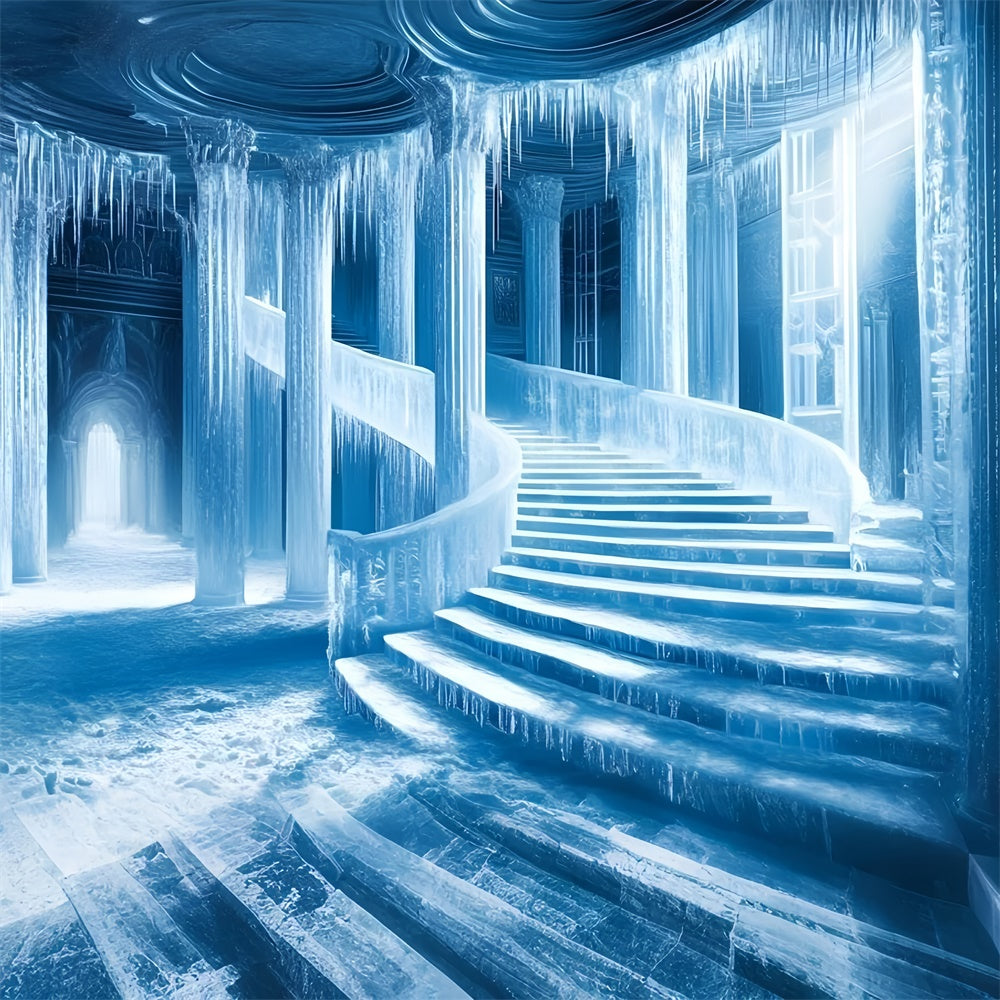 Winter Backdrops Frozen Palace Stairway Backdrop GQ57-166