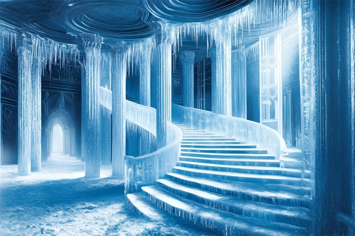 Winter Backdrops Frozen Palace Stairway Backdrop GQ57-166