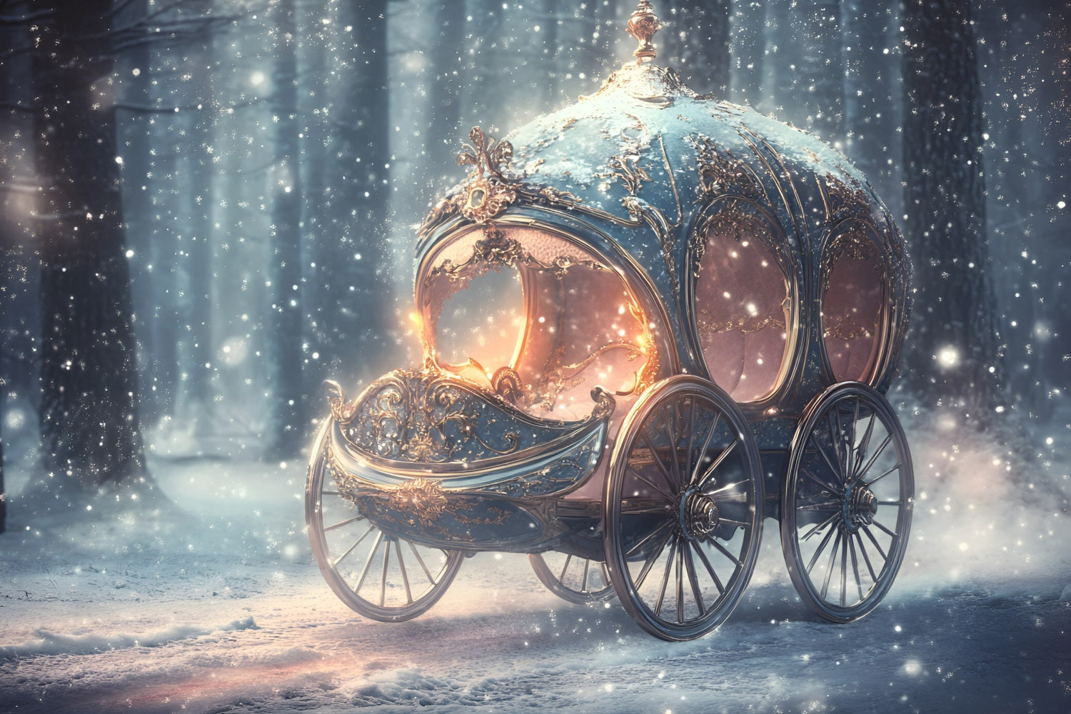 Snowy Backdrop Frosted Dream Coach Winter Backdrop GQ57-168