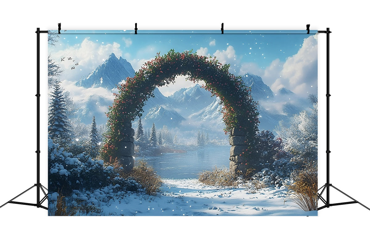 Winter Scene Backdrop Winter Bloom Archway Backdrop GQ57-169