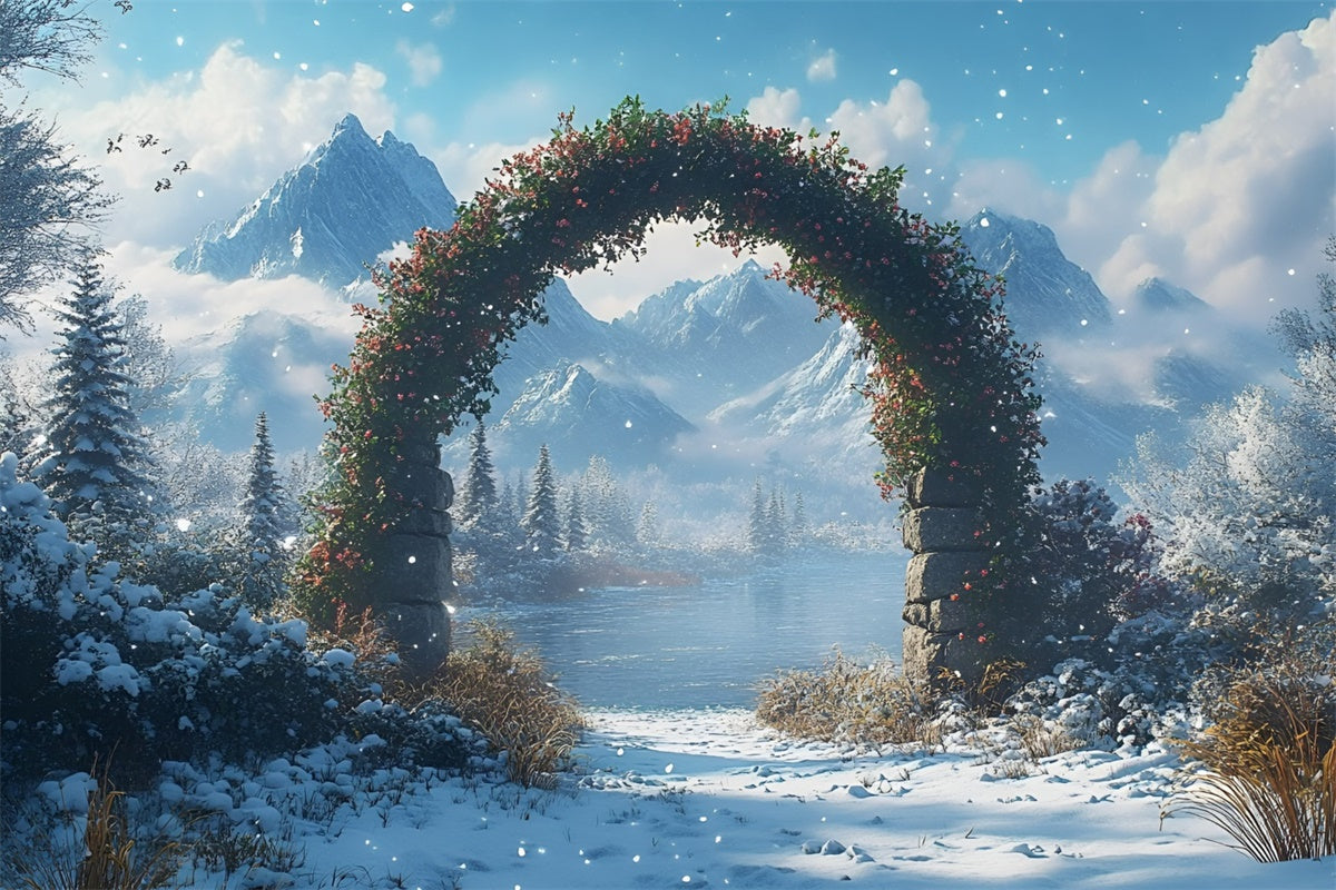 Winter Scene Backdrop Winter Bloom Archway Backdrop GQ57-169