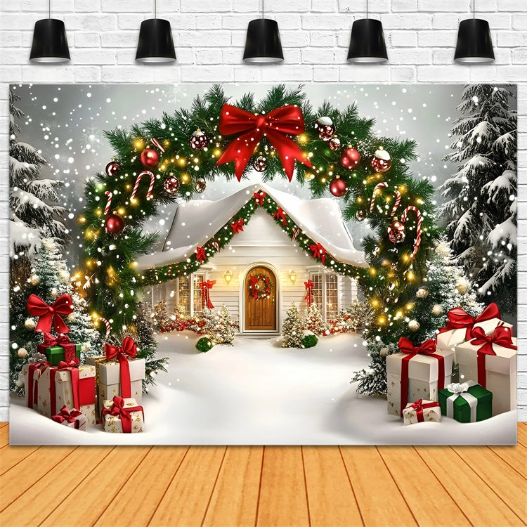 Christmas Backdrop Ideas Holiday Cottage Welcome Backdrop GQ57-17