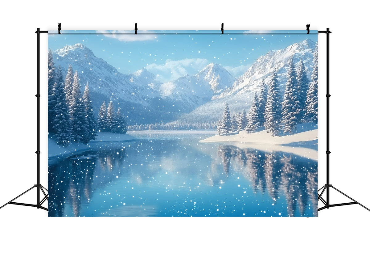 Winter Wonderland Backdrop Winter Serenity Lake Backdrop GQ57-170