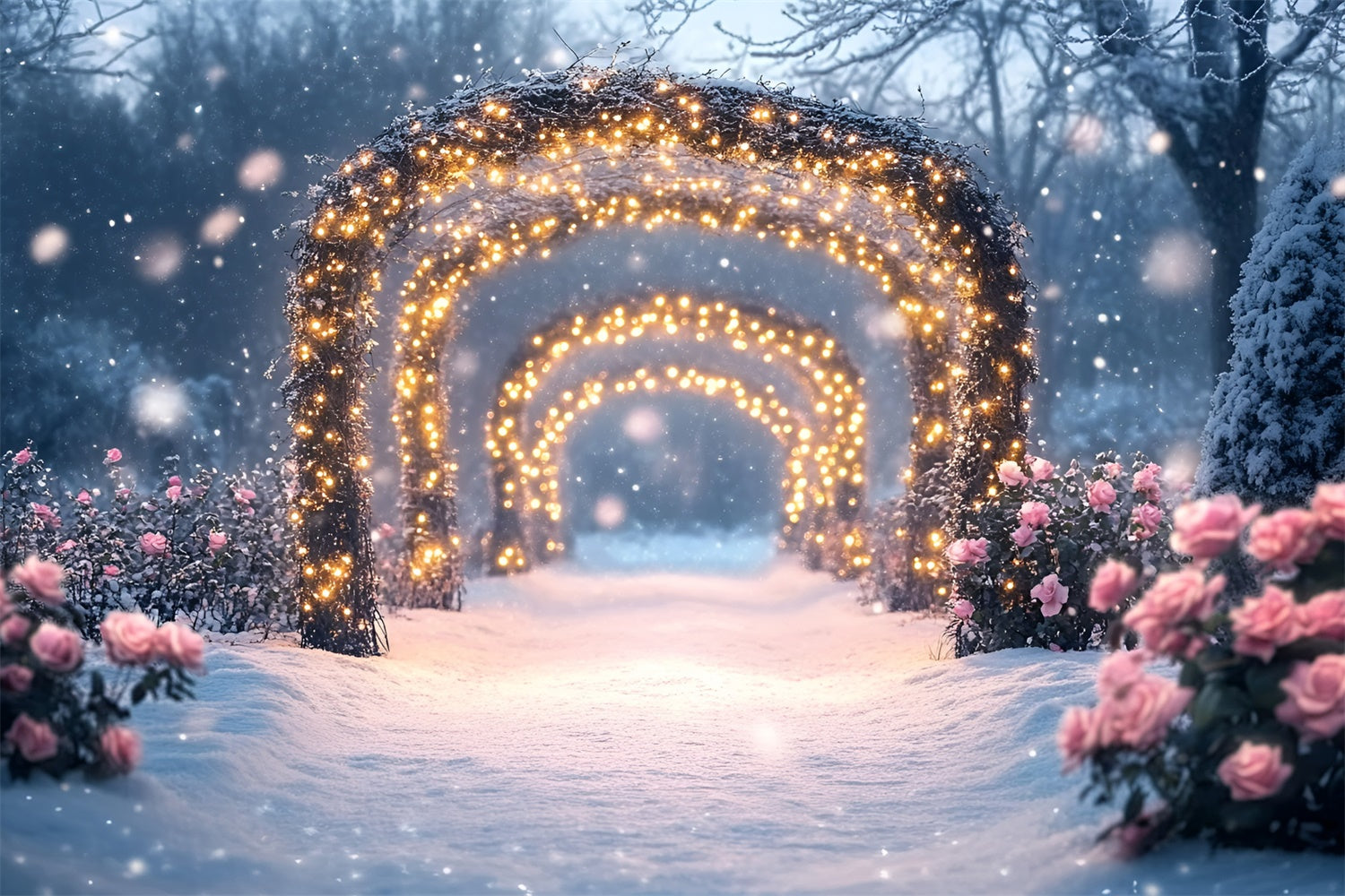 Winter Photography Backdrops Sparkling Rose Trail Backdrop GQ57-171