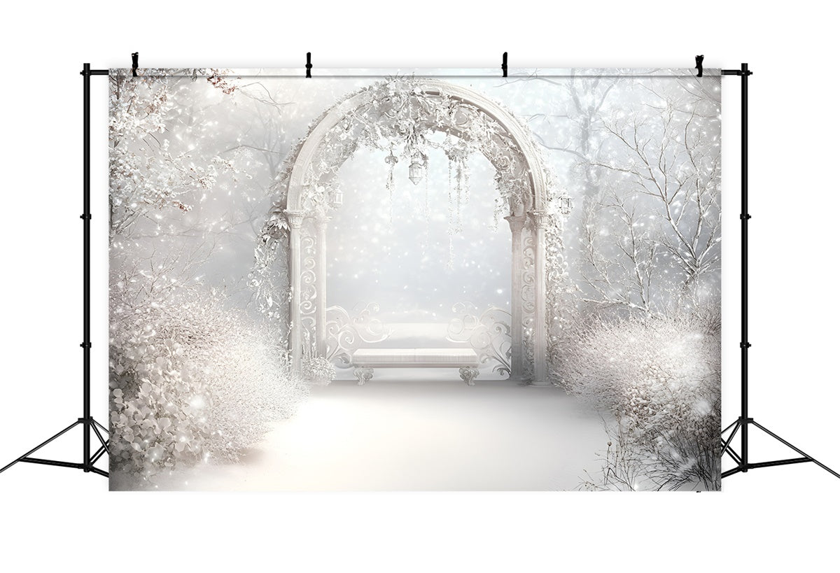 Winter Photo Backdrop Frosted Elegance Arch Backdrop GQ57-175