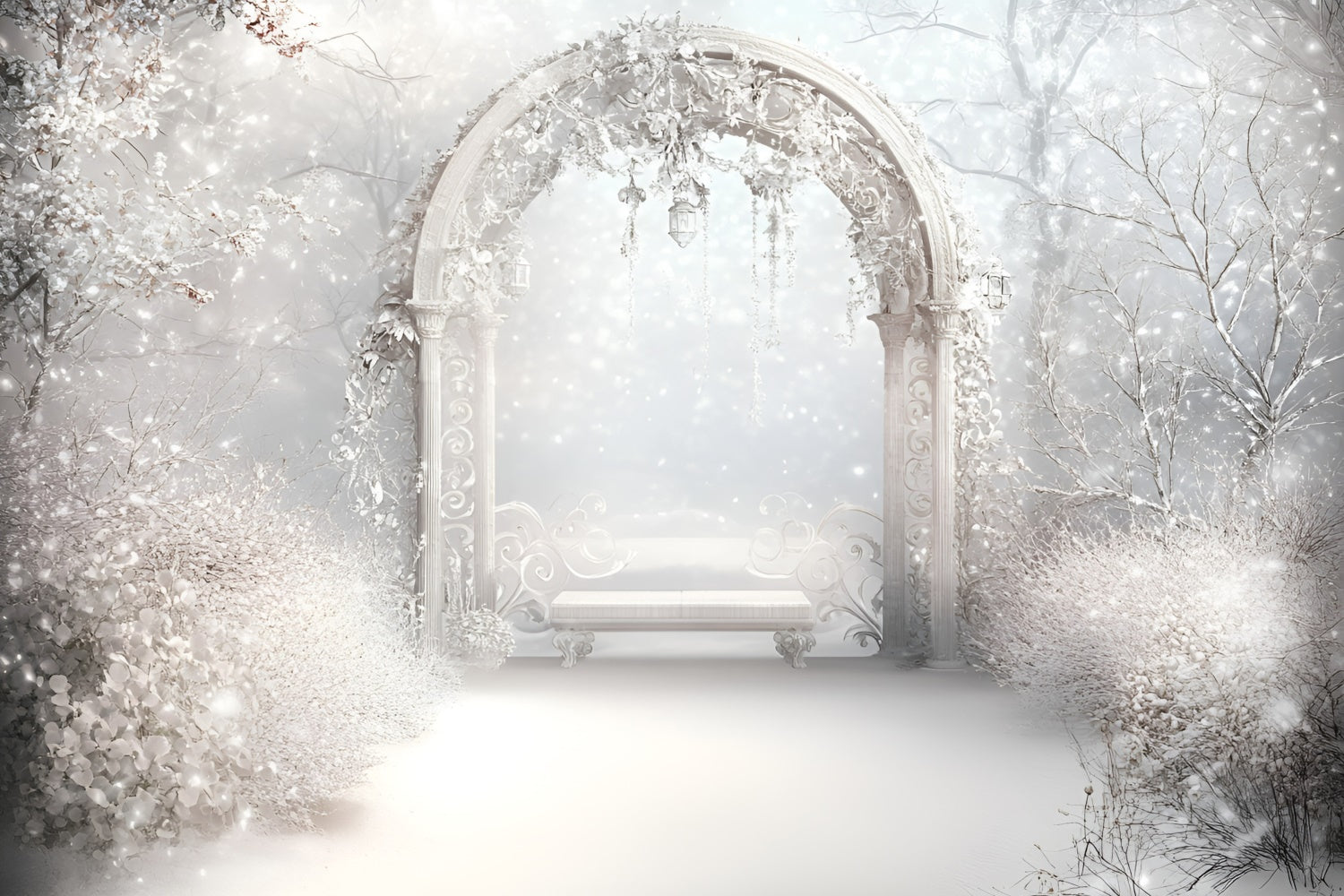 Winter Photo Backdrop Frosted Elegance Arch Backdrop GQ57-175