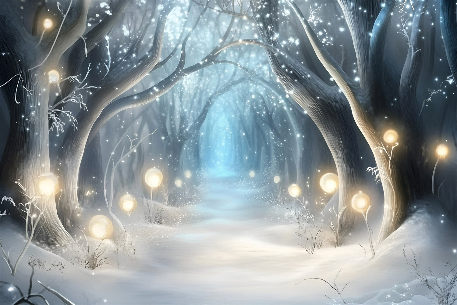 Winter Wonderland Backdrop Mystic Shine Forest Backdrop GQ57-176
