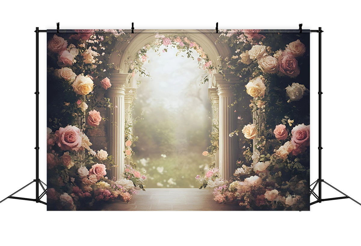 Fine Art Backdrops Romantic Rose Arch Beautiful Backdrop GQ57-186