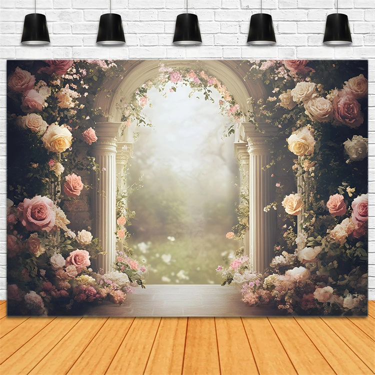 Fine Art Backdrops Romantic Rose Arch Beautiful Backdrop GQ57-186