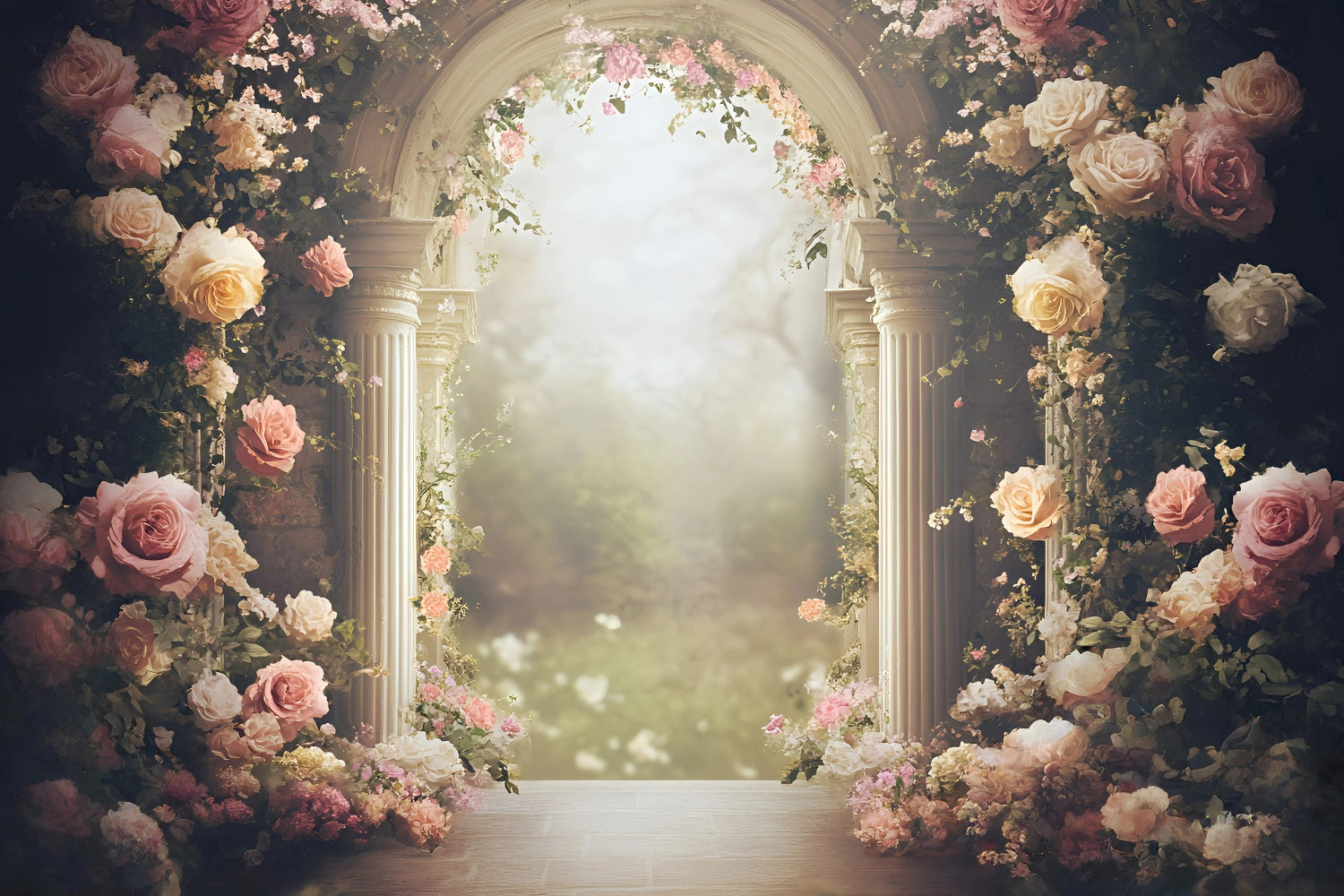Fine Art Backdrops Romantic Rose Arch Beautiful Backdrop GQ57-186