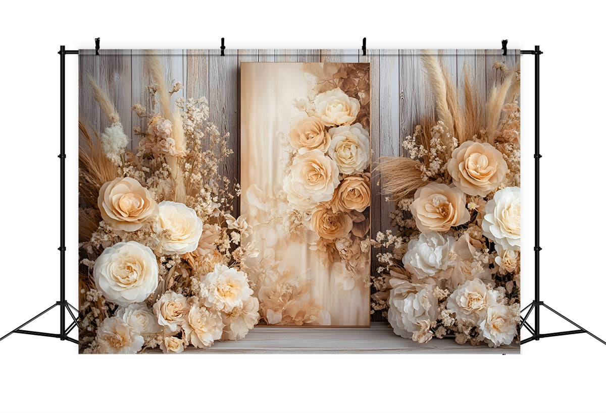 Backdrops Fine Art Creamy Rustic Floral Cloth Backdrops GQ57-188
