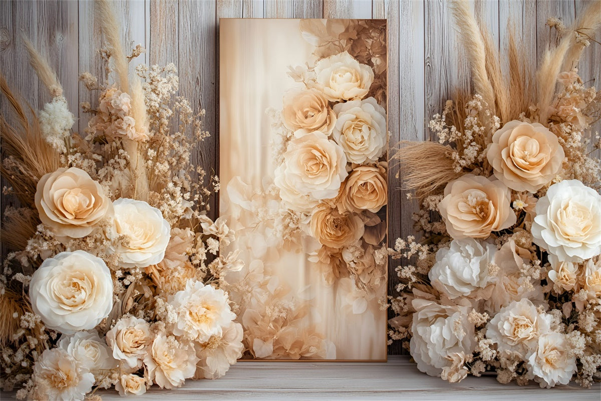 Backdrops Fine Art Creamy Rustic Floral Cloth Backdrops GQ57-188