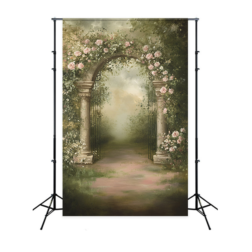 Painting Backdrop Garden Rose Arch Fabric Backdrops GQ57-189