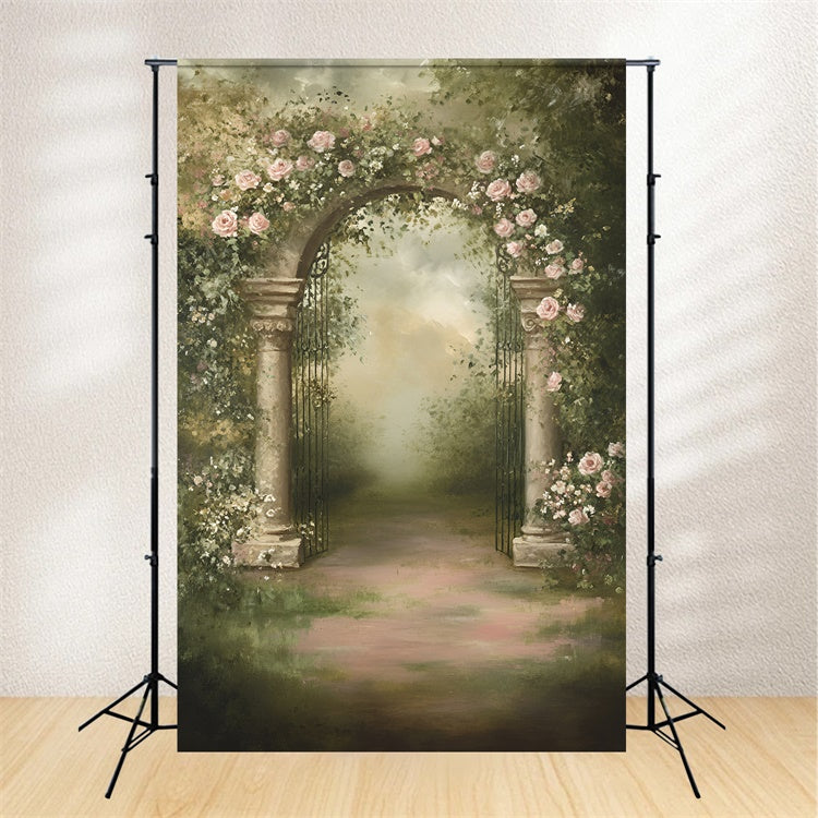 Painting Backdrop Garden Rose Arch Fabric Backdrops GQ57-189