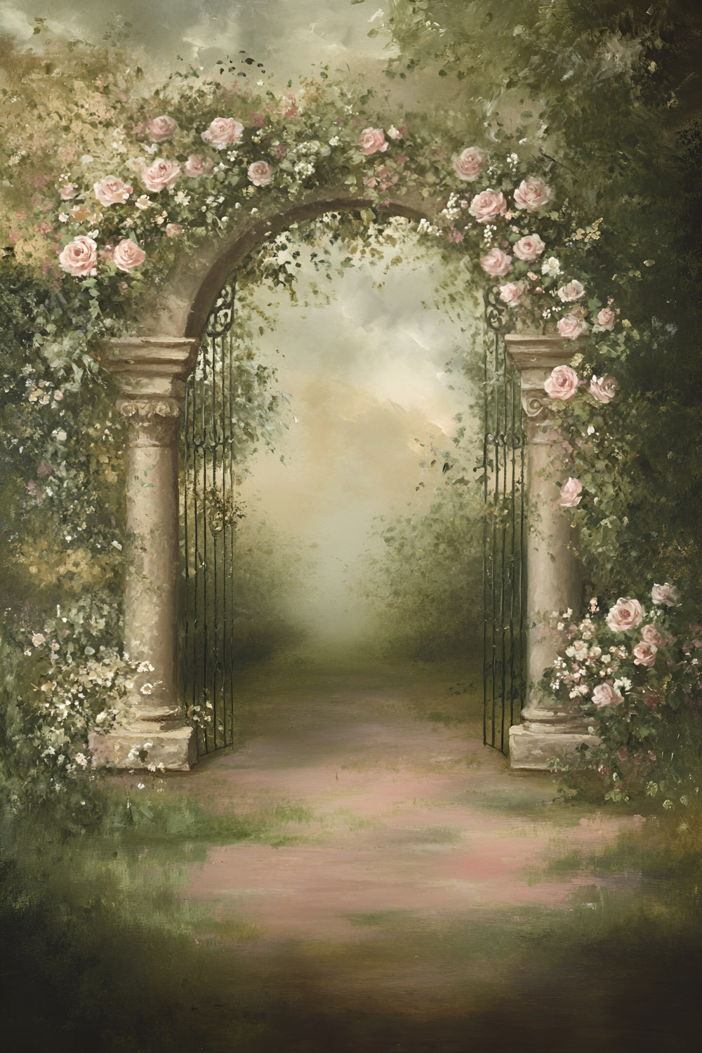 Painting Backdrop Garden Rose Arch Fabric Backdrops GQ57-189